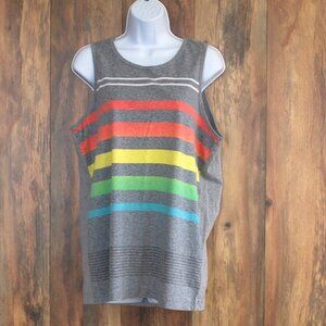 George Men's Gray Rainbow Stripe Tank Top M